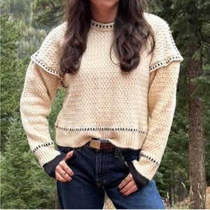 Zara Cream Sweater with Black Details